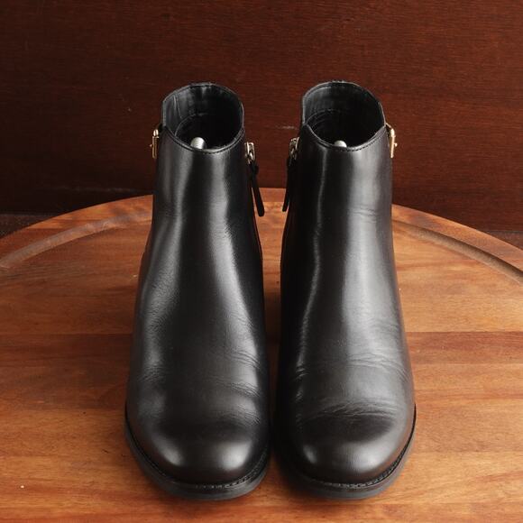 Cole Haan Boots Womens SZ 7B BLK Haidyn Leather Ankle Zip Classic Block Heeled - Picture 2 of 16